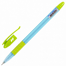 Ручка шариковая масляная с грипом BRAUBERG GLASSY PASTEL MIX, СИНЯЯ, корпус ассорти, линия 0,35 мм,144105