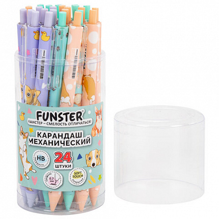 Карандаш механический 0,7 мм с принтом FUNSTER "CORGI", корпус soft-touch ассорти, 182060