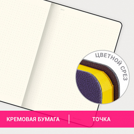 Блокнот А5 (148x218 мм), BRAUBERG "Metropolis Mix", под кожу, 80 л., в точку, сиреневый, 113315