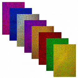 Картон цветной А4 ГОЛОГРАФИЧЕСКИЙ, 8 листов 8 цветов, 230 г/м2, "ЗОЛОТОЙ ПЕСОК", ОСТРОВ СОКРОВИЩ, 129882