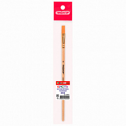 Кисть ПИФАГОР, СИНТЕТИКА, плоская, № 8, деревянная лакированная ручка, пакет с подвесом, 200861