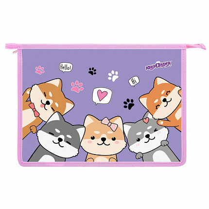 Папка для тетрадей ЮНЛАНДИЯ А4, 1 отделение, пластик, на молнии, "Best fellows", 273348