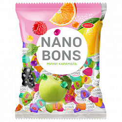 Карамель леденцовая АЗОВСКАЯ "Nanobons" ассорти (малина, яблоко, мята, лимон), 1000 г, М270