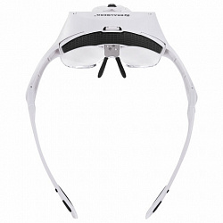 Лупа налобная с LED-ПОДСВЕТКОЙ, 5 сменных линз 95х33 мм, увеличение 1,0 - 3,5, BRAUBERG, 455929