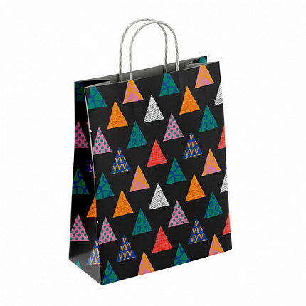 Крафт-пакет бумажный "Геометрия" 22х12х25 см, с кручеными ручками, плотность 100 г/м2, белый, 112290