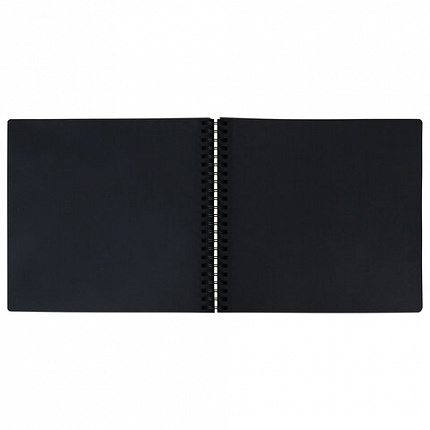 Фотоальбом 30х32 см, 48 черных листов, уголки, стикеры, ручка, клей, BRAUBERG Black Line, 880650