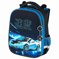 Ранец BRAUBERG PREMIUM, 2 отделения, с брелоком, "Night race", 3D-панель, 38х29х16 см, 272014