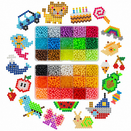 Аквамозаика 30 цветов 12000 бусин, с трафаретами, инструментами, аксессуарами, BRAUBERG KIDS, 664917