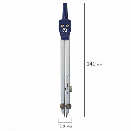 Готовальня BRAUBERG "Student Oxford", 5 предметов циркуль + кронциркуль, держатель, грифель, точилка, 210338