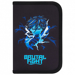 Пенал BRAUBERG с наполнением, 1 отделение, 1 откидная планка, 24 предмета, 21х14 см, "Anime fight", 272354