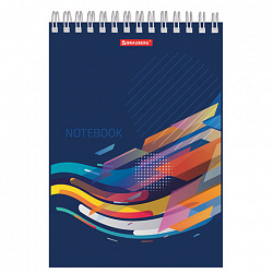 Блокнот А5, 146х205 мм, 60 л., гребень, картон, жесткая подложка, клетка, BRAUBERG, "На волне успеха", 129813