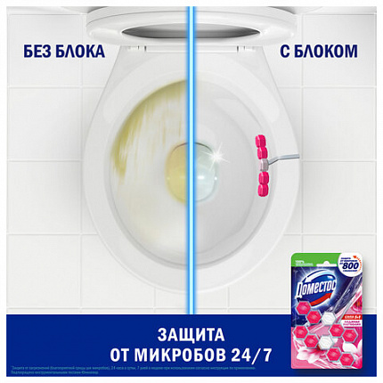 Блок туалетный подвесной твердый 2х55 г, ДОМЕСТОС Сила 5 в 1 "Ледяная магнолия"