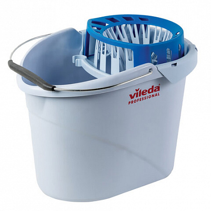 Ведро VILEDA "Супер-моп", с системой отжима для веревочных и ленточных МОПов, овальное, объем 10 л, 162137