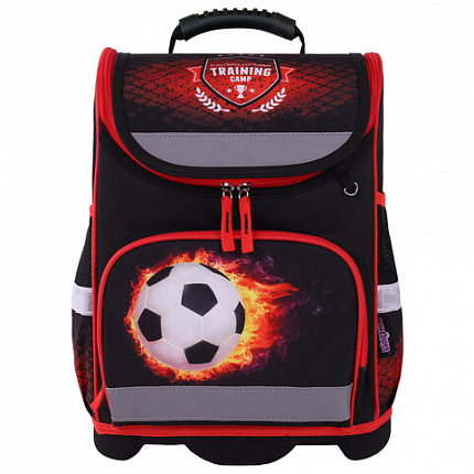 Ранец ЮНЛАНДИЯ WISE, 1 отделение, 3 кармана, устойчивое дно, "Football camp", 37x29х15 см, 271400