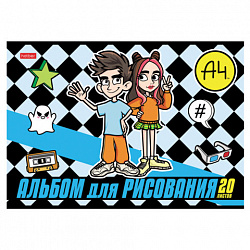 Альбом для рисования А4 20 л., скоба, обложка картон, HATBER, 205х290 мм, "Влад А4", 084854, 20А4В