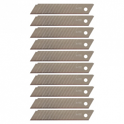 Лезвия для ножей 18 мм КОМПЛЕКТ 10 ШТ., толщина лезвия 0,38 мм, в пластиковом пенале, STAFF "Basic", 235466