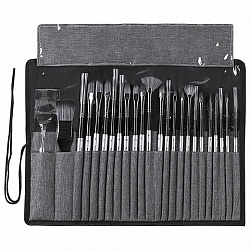 Кисти художественные набор 23 шт., синтетика с мастихином, в пенале, BRAUBERG ART DEBUT, 201048