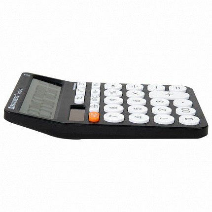 Калькулятор настольный BRAUBERG STYLE-12-BK (157х106 мм), 12 разрядов, двойное питание, ЧЕРНЫЙ, 272965