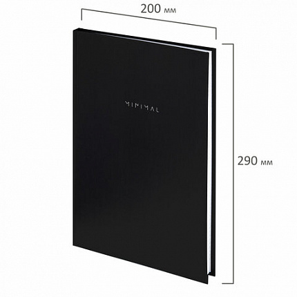 Блокнот БОЛЬШОЙ ФОРМАТ 200х290 мм, А4, 80 л., твердый, клетка, BRAUBERG "Minimal", черный, 116432