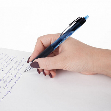 Ручка гелевая автоматическая UNI-BALL (Япония) "Signo", СИНЯЯ, корпус тонированный, узел 0,7 мм, линия письма 0,4 мм, UMN-207 BLUE