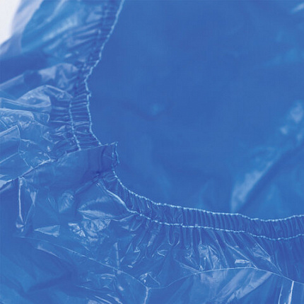 Бахилы КОМПЛЕКТ 600 шт. (300 пар), СВЕРХПРОЧНЫЕ, двойная резинка, 40х14 см, 100 мкм, 10 г, LAIMA, 630719