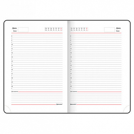 Ежедневник недатированный А5 138х213 мм BRAUBERG "Favorite" под кожу, 160 л., черный, 123397