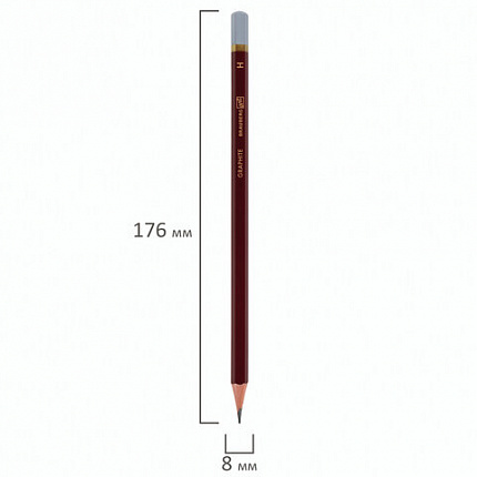 Карандаш чернографитный художественный H, 1 шт., BRAUBERG ART "PREMIERE", ВЫСШЕЕ КАЧЕСТВО, 181885