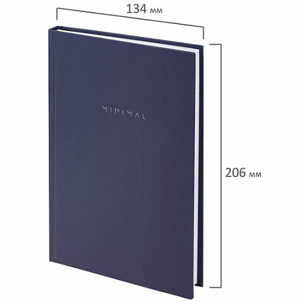 Блокнот А5 134х206 мм, 80 л., твёрдый, клетка, BRAUBERG "Minimal", синий, 116439
