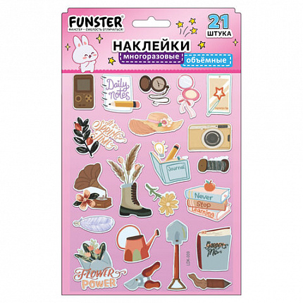 Наклейки объемные "Вдохновение", 19х15 см, ассорти 12 видов, FUNSTER (ФАНСТЕР), 666088