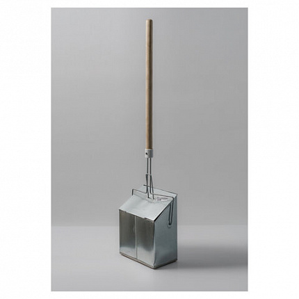 Совок для мусора, 24х29 см, закрывающаяся крышка, деревянная рукоятка 75 см, "ЛОВУШКА", металлический