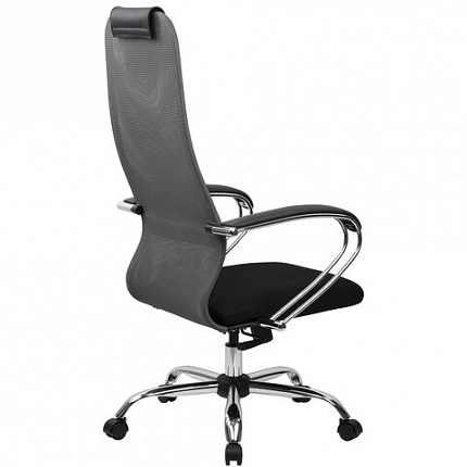 Кресло офисное BRABIX PREMIUM "Ultimate EX-800" хром, плотная двойная сетка Х2, черное/серое, 532912