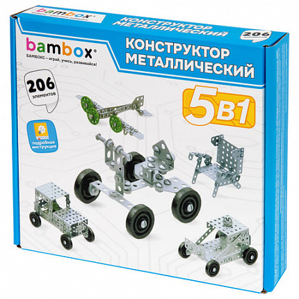 Конструктор металлический "Для уроков труда №1", 5 в 1, с подвижными деталями, 206 элементов, BAMBOX (БАМБОКС), 667036