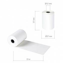 Чековая лента ТЕРМОБУМАГА 57 мм (диаметр 42-45 мм, длина 19 м, втулка 12 мм), КОМПЛЕКТ 8 шт., 44 г/м2, STAFF, 111953