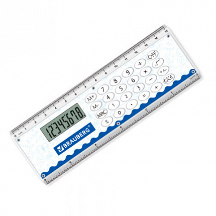 Калькулятор с линейкой 15 см BRAUBERG DC-107 (53x158 мм), 8 разрядов, 271727