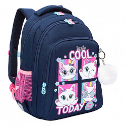 Рюкзак GRIZZLY школьный, анатомическая спинка, 3 отделения, для девочек, "COOL 2DAY", 40х27х20 см, RG-561-1/3