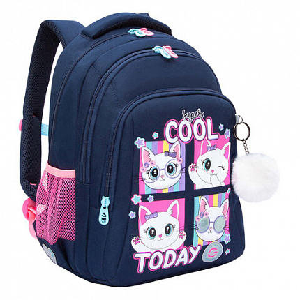 Рюкзак GRIZZLY школьный, анатомическая спинка, 3 отделения, для девочек, "COOL 2DAY", 40х27х20 см, RG-561-1/3