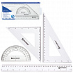 Набор чертежный большой BRAUBERG (линейка 30 см, 2 угольника, транспортир), конверт на молнии, подвес, 210308