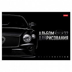 Альбом для рисования А4 32 л., скоба, глянцевая ламинация, HATBER, 205х290 мм, "Black Edition", 085124, 32А4лВ