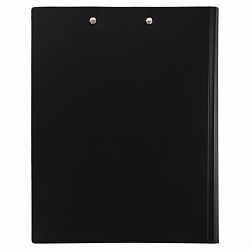 Папка-планшет STAFF, А4 (310х230 мм), с прижимом и крышкой, пластик, черная, 0,5 мм, 229221