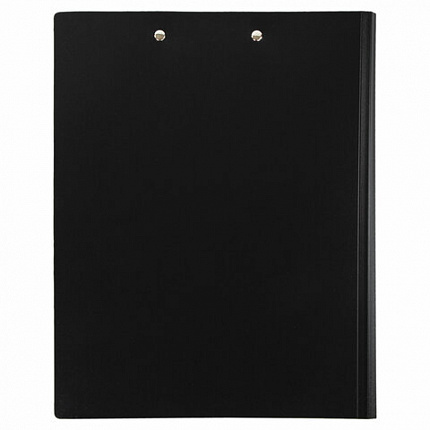 Папка-планшет STAFF, А4 (310х230 мм), с прижимом и крышкой, пластик, черная, 0,5 мм, 229221