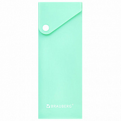 Пенал пластиковый BRAUBERG, 1 отделение, на кнопке, 20x7 см, ассорти, "Pastel", 273770