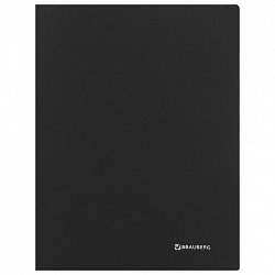 Папка с металлическим скоросшивателем и внутренним карманом BRAUBERG диагональ, черная, до 100 листов, 0,6 мм, 221351