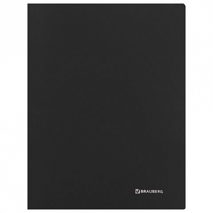 Папка с металлическим скоросшивателем и внутренним карманом BRAUBERG диагональ, черная, до 100 листов, 0,6 мм, 221351