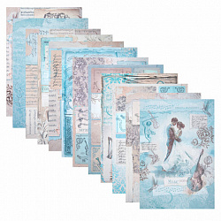 Бумага для скрапбукинга 15х21 см "Нотная Гамма", двусторонняя, 12 листов, 240 г/м2, ОСТРОВ СОКРОВИЩ, 665445