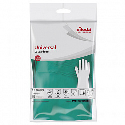 Перчатки VILEDA нитриловые МНОГОРАЗОВЫЕ универсальные, антиаллергенные, размер M (средний), зеленые, 174381