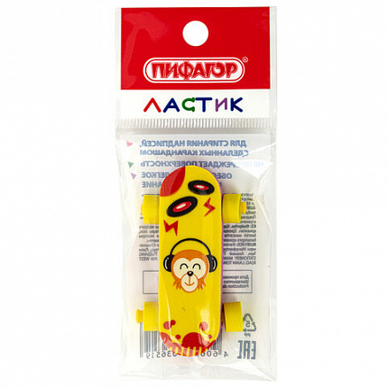 Ластик фигурный ПИФАГОР "Скейт", 57х32х11 мм, ассорти, 222481