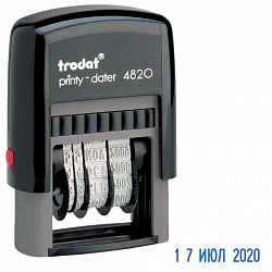 Датер-мини, месяц БУКВАМИ, оттиск 22х4 мм, синий, TRODAT 4820 P2, корпус черный, подушка, 73930