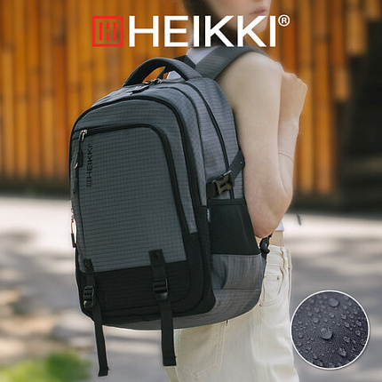Рюкзак HEIKKI VALUABLE (ХЕЙКИ) универсальный, 2 отделения, отделение для ноутбука, серый, 48x33x19 см, 273871