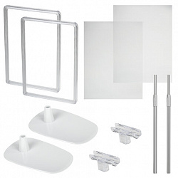 Стойка-инфодержатель напольная КОМПЛЕКТ 2 шт., А4 (высота трубки до 55 см) ПРОЗРАЧНАЯ, 202356