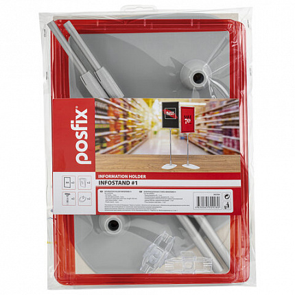 Стойка-инфодержатель напольная КОМПЛЕКТ 2 шт., А4 (высота трубки до 55 см) КРАСНАЯ, 202357